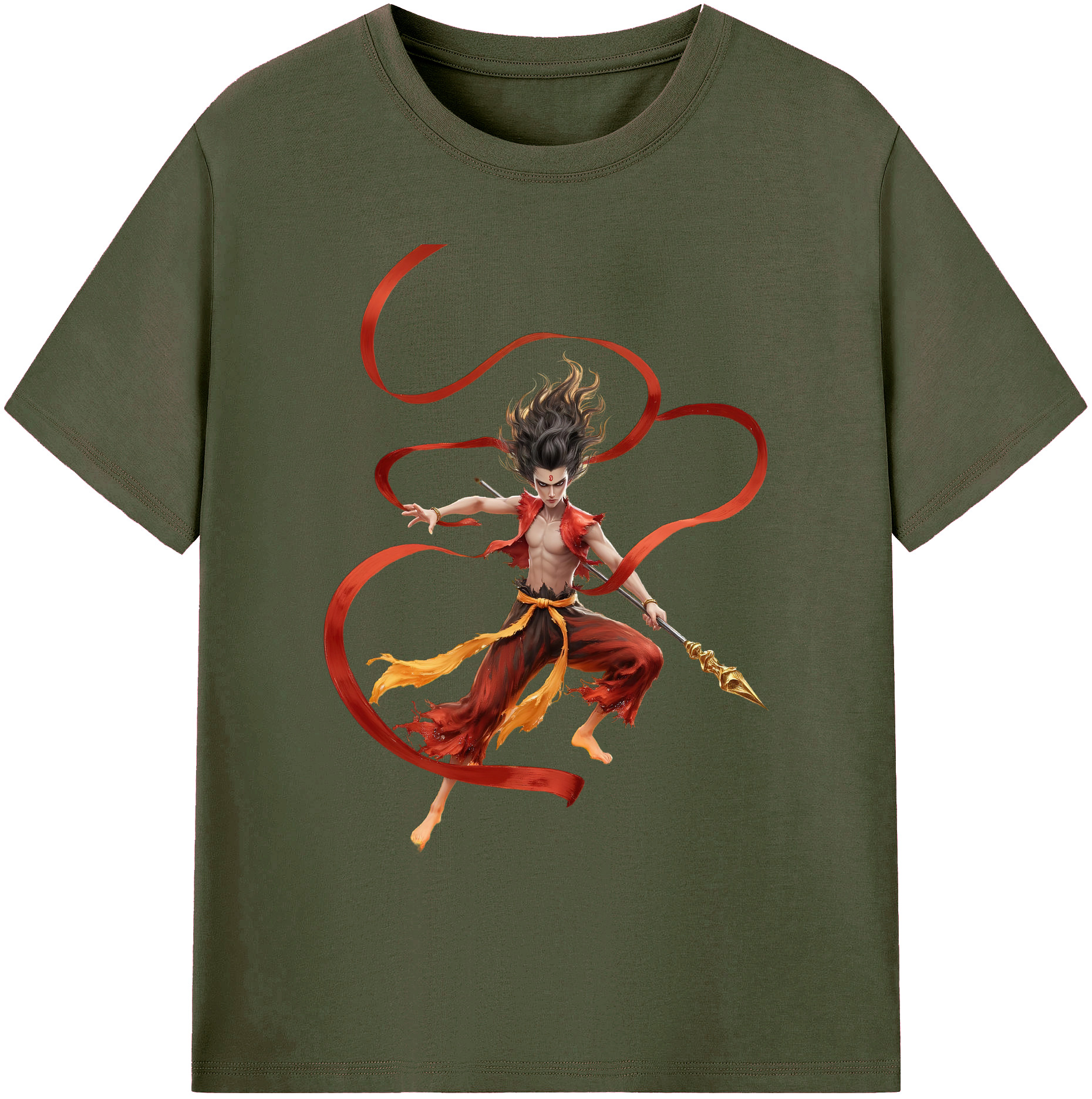 （画像用） Ne Zha 2 ナタ 魔童の大暴れ 綿100％ メンズ半袖Tシャツ｜肌触りやわらか＆通気性